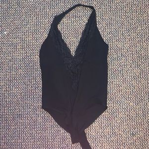 Black Lace Halter Body Suit